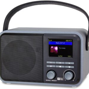 Ocean Digital WR-330 Wi-Fi Internet FM Radio Portable with Hand Strap and Passive Bass Radiator Preset Keys Rechargeable Battery Bluetooth Receiver Stress Relief Relaxation 2.4” Color Display