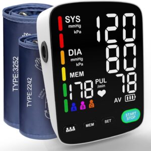 Blood Pressure Machine,Automatic Upper Arm Blood Pressure Monitor with 3×199 readout,5.4 inch LED Large Screen,Adjustable Two Cuff 9/17 or 13/20 inches XL Cuff – Home Hypertension Detector