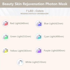 Led-Face-Tool，LED Light Therapy Facial Mask，7 in 1 Beauty Equipment for Skin Care at Home
