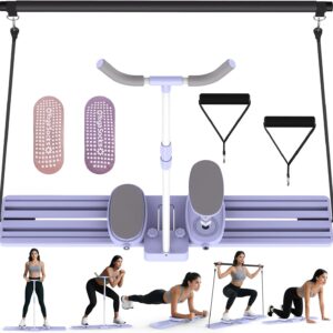 Pilates Slider Board with Resistance Bands, Ski Machine, Ab and Leg Trainer Machine, Multifunctional Pilates Equipment, Home Gym Full Body Workout Equipment for Women