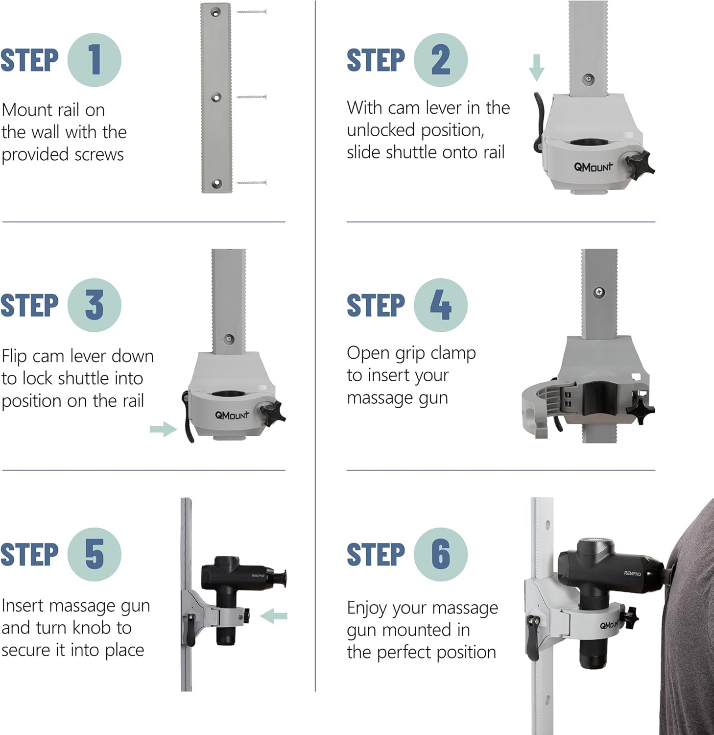 Massage Gun Holder for Back - Fully Adjustable Massage Gun Wall Mount Back Massager, High Strength Nylon Body, No Slip, Immovable Strong Attachment, Supports Deep Massaging - Image 6