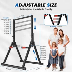DOBESTS Foldable Power Tower Pull Up Bar Dip Station Adjustable Multifunction Workout Pull Up Tower Station Gym Strength Training Equipment for Home Outdoor, Triangular Legs, Support 700lbs