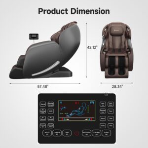 Real Relax 2025 Massage Chair Full Body,Zero Gravity 3D SL-Track Shiatsu Massage Recliner Chair with Heat Body Scan Bluetooth Foot Roller APP Control, Child Lock, Favor-06,Brown