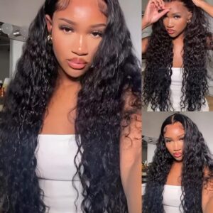 Wiggins Loose Deep Wave Human Hair Wig 13×4 Transparent Lace Front Wig Ready To Go Glueless Wigs Human Hair Pre Plucked Hairline Pre bleached Loose Deep Wave Lace Front Wigs Human Hair 24 Inch