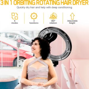3 in 1 Orbital Hair Dryer, 6 Modes 950W Professional 360° Rotation Stand Hair Dryer Color Processor Hair Dyeing, Oil Treatment, Hair Care, Heating, Perm Styling for Salon SPA