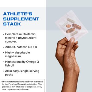 Vitamin Packs – NSF Certified for Sport Power Pack with Daily Multivitamin, Fish Oil Omega-3, Magnesium Glycinate & Vitamin D3 + K – Professional Workout Supplements (30 Packets)