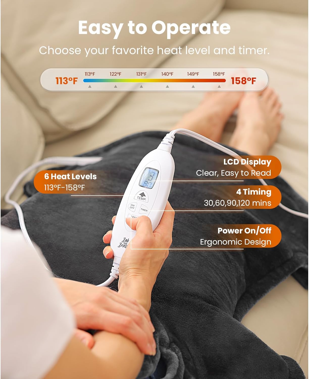 BOB AND BRAD T2 Massage Gun and Electric Heating Pad for Back Neck and Shoulders - Image 9