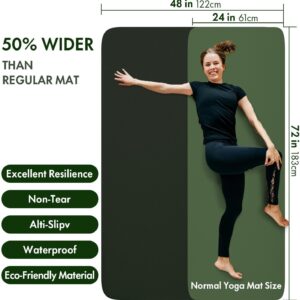 FrenzyBird Large Yoga Mat 6’x 4’（72”x 48”）—1/4″ &1/3″ Extra Wide Exercise Mat 183cm x 122cm Large Exercise Mat Big Home Yoga Mat Pilates Mat,Non Slip,Thick,TPE Workout Mat,for Women & Men, Yoga, Pilates, Gym and Floor Workouts Pilates
