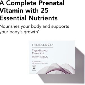 Theralogix TheraNatal Complete Prenatal Vitamin Supplement – 91-Day Supply – with DHA, Vitamin D3, Folate, Iodine, Choline, Iron, Vitamin B6 & More – NSF Certified – 182 Tablets & 91 Softgels