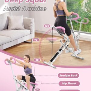 Sportsroyals Squat Machine for Home,Ride & Rowing Machine for Glutes Butt Thighs,Ab Back/Leg Press,Foldable & Easy Setup Exercise Equipment w/Adjustable Resistance,350lbs Capacity