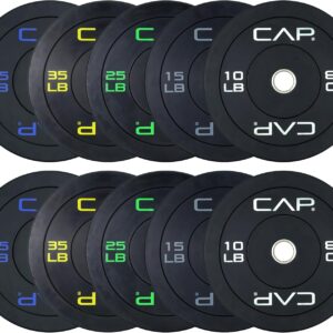 CAP Barbell 2-Inch Olympic Bumper Plate Weight Set | 100-370 lbs | Multiple Options