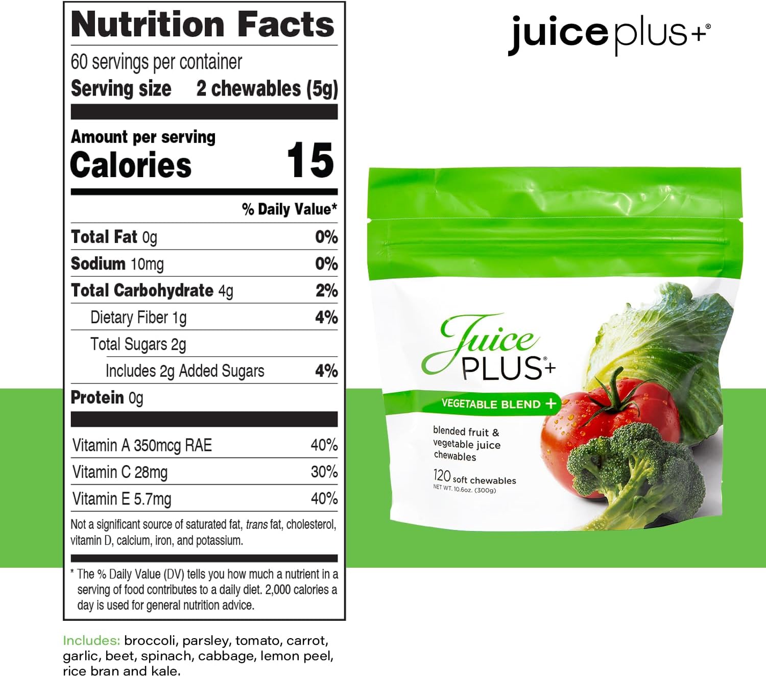 JuicePlus+ Fruit, Vegetable & Berry Blend Soft Chews (Chewables) - 30 Plant-Based Ingredients! Vegan Gummies for Kids & Adults - Gluten-Free, Non-GMO, No HFCS - Prepacked 3 pouches (30 Adult Servings Each) - Image 2