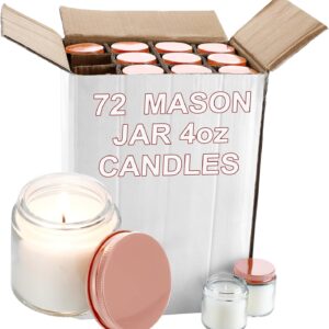 Jutom 72 Pack Mini Mason Jar Candles Bulk 4oz Small Lavender Scented Stress Relief Aromatherapy Candles for Wedding Christmas Birthday Gifts Party Favors(Rose Gold)