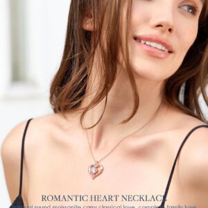 Beam & Bask 2-3 Ct Moissanite Heart Necklaces for Women, 18K Gold Plated Romantic Pendant for Anniversary Birthday, 925 Sterling Silver Jewelry for Wife Girlfriend Mom Her