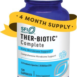 Klaire Labs SFI Health Ther-Biotic Complete – Hypoallergenic Probiotics for Women & Men – Acid-Stable Probiotic Supplement – 12 Species for Immune & Digestive Health – 25 Billion CFU (120 Capsules)