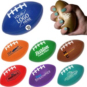 Custom Baseball Stress Ball Personalized Stress Balls Custom Stress Relief Balls, Add Your Brand Logo/QR Code – Corporate Gifts/Employee Wellness/Trade Shows (Football, 50)