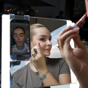 Conair Lighted Makeup Mirror, LED Vanity Mirror, 1X/10X Magnifying Mirror with Phone Holder, Corded in Polished Chrome