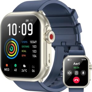 Smart Watch for Men Women, 1000mAh Battery 100-Day Standby Time, 1.85″ HD Screen Fitness Tracker, 110+ Sport Modes, IP68 Waterproof, Heart Rate/Sleep Monitor, Fitness Watch for Android/iOS (Blue)