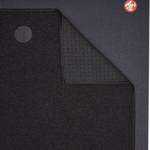 Yogitoes Manduka Yoga Towel for Mat Nonslip and Quick Dry for Hot Yoga with Rubber Bottom Grip Dots 72 Inch Long Onyx Thin and Lightweight (262023001)