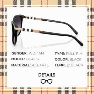 BURBERRY BE4216 Cat-Eye Shape Sunglasses With Eyewear Kit Bundle – Sun Glasses with High Bridge Fit – Women’s Designer Sunglasses