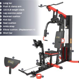 Home Gym, Multifunctional Workout Equipment with Leg Press, Exercise Equipment for Home with Pulley System