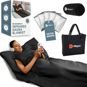 LifePro RejuvaWrap Infrared Sauna Blanket for Detox & Relaxation – Available in 5 Colors & 3 Models – Portable Far Infrared at Home Sauna for Muscle Relief, Circulation & Recovery – 9 Heat Levels