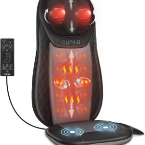 Shiatsu Neck & Back Massager with Heat, Massage Chair Pad Cushion for Stress Relief, Inflatable Flaps Back Support, Kneading or Rolling Chair Seat Massage,Ideal Gifts for Men,Women,Family