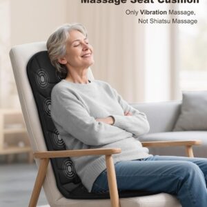 Snailax Massage Seat Cushion with 10 Vibration Motors, Back Massager with Heat, Massage Chair Pad with 5 Vibration Modes, 2 Heating Levels, Chair Massager for Home, Office, Gifts for Men, Women