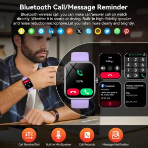 Smart Watch with Alexa Built-in, 1.83″ HD Touchscreen Fitness Tracker, Bluetooth Notifications/Calls, IP68 Waterproof, 120+ Sport Modes, 24/7 Heart Rate & Sleep Monitor for iPhone Android iOS (Purple)