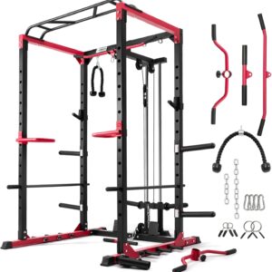 RitFit All-in-One Squat Rack for Home Gym, PPC02C Multi-Function 1000 LBS Capacity Power Cage with LAT Pulldown, Pulley System, Dip Bar, Landmine & More Power Rack Attachments, Package
