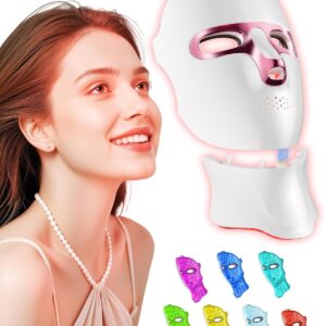 FOLOKE Red Light Therapy Mask for Face & Neck, LED Face Light Therapy,USB C Rechargeable,Infrared Mask for Home Working Travel Yoga