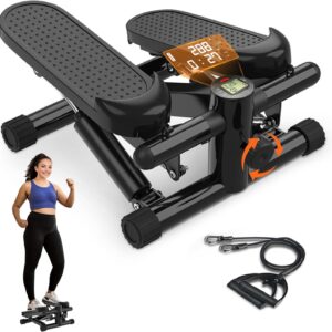 Steppers for Exercise at Home, Mini Stpper with Resistance Bands, 331lbs Load Capacity Stair Stepper for Home, Portable Great Workout Exercise Equipment Stepper for Home Gym Office Travel