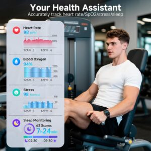 SOUYIE Smart Watch with SOS, 1.85″ AMOLED Display Fitness Tracker, Heart Rate Blood Oxygen Sleep Monitor for Men Women, IP68 Waterproof Sport Watch, Answer/Make Calls, Compatible with Android iPhone