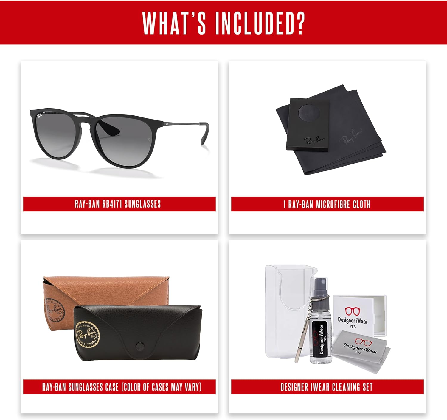 Ray-Ban RB4171 ERIKA Round Sunglasses For Women +BUNDLE with ACCESSORY EYEWEAR KIT - Image 3