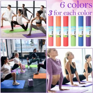 Wettarn 18 Pieces Yoga Mats Bulk Non Slip Exercise Fitness Workout Mats for Women Men Home Workout Gym Floor Exercising, 6 Colors, 68 x 24 x 0.12 Inches