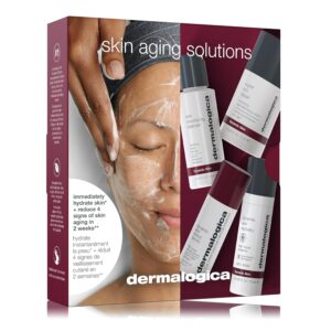 Dermalogica Skin Aging Solutions Kit, Anti Aging Skincare Set – Includes: Face Cleanser, Serum, Moisturizer with SPF, and Cream, Travel Size