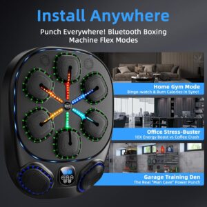 Music Boxing Machine with LED Lights & Bluetooth Speaker – Interactive Punching Bag for Fitness, Rhythm Training & Stress Relief – Home Gym Equipment for Adults