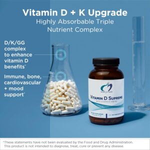 Designs for Health Vitamin D Supreme – Vitamin D 5000 IU with 2000mcg Vitamin K as MK4 for Bone Health, Heart Health & Immune Support – Vitamin D3 Enhanced with GG Supplement (180 Capsules)