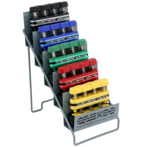 CanDo Digi-Flex Hand and Finger Exerciser 5 Piece Set X-Light – X-Heavy Resistance with Metal Storage Rack- For Dexterity, Strength, and Flexibility for Fingers, Hands, and Forearms