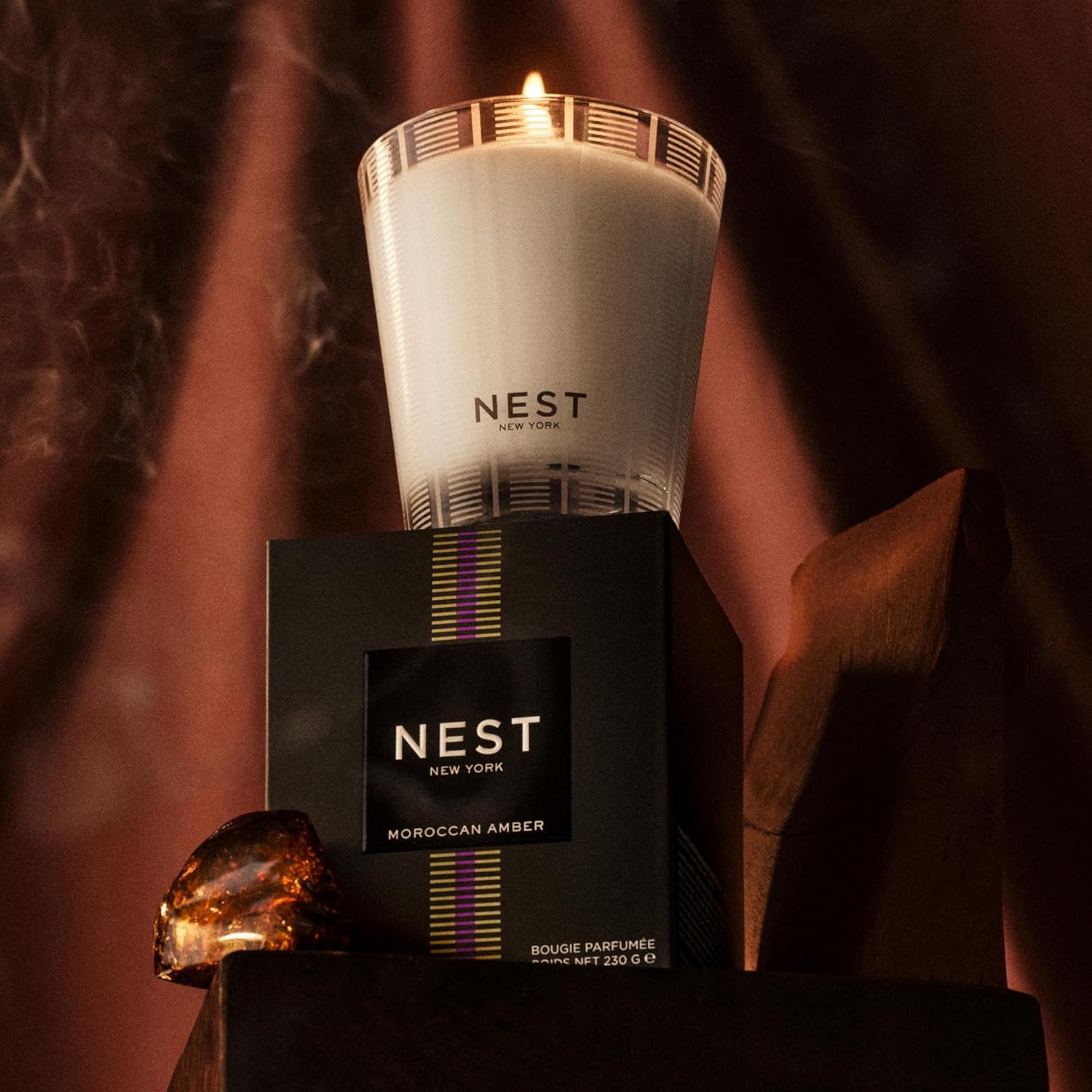NEST New York Scented Classic Candle, Moroccan Amber - 8.1 oz - Up to 60-Hour Burn Time - Reusable Glass Vessel - Image 5