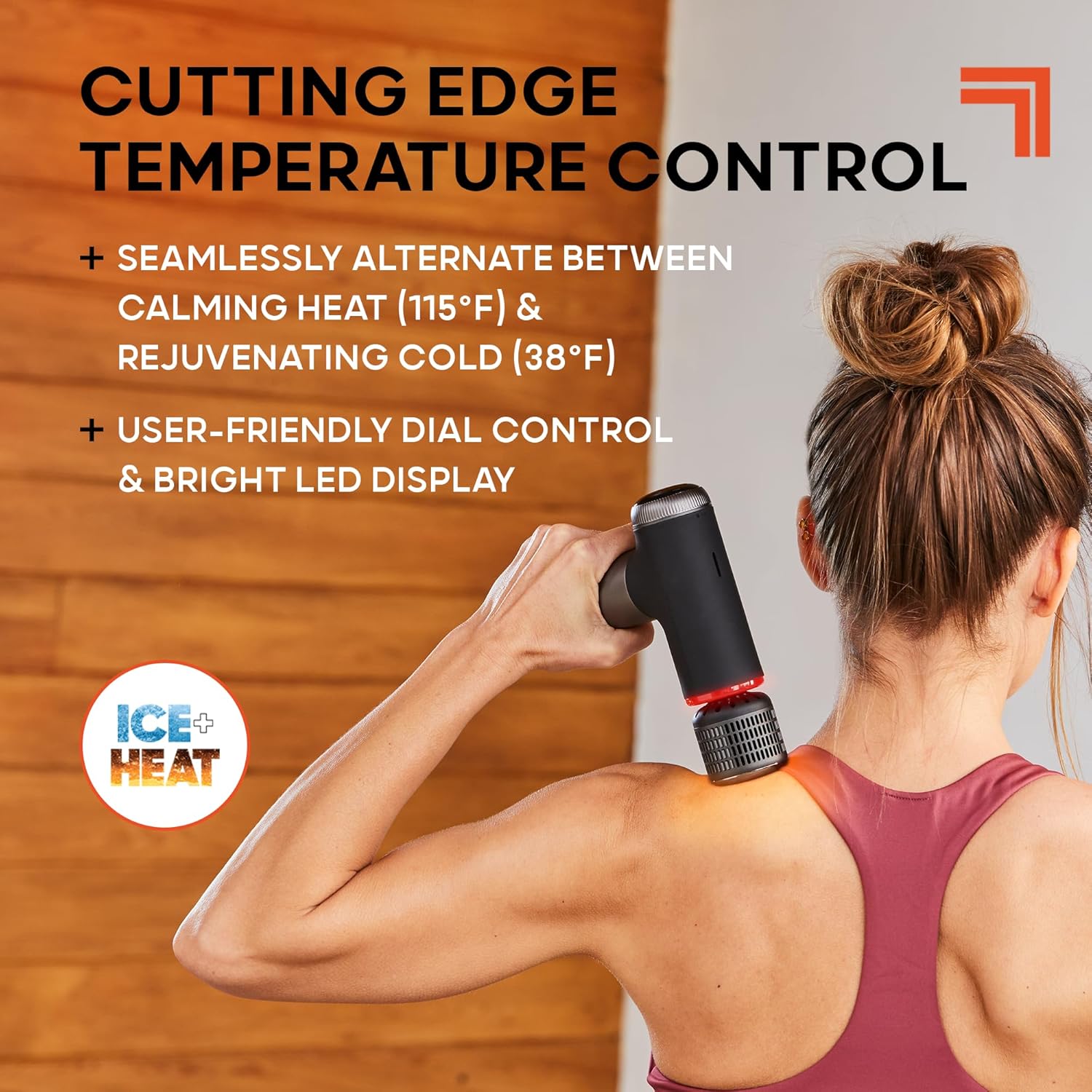 Sharper Image® Powerboost® Pro+ Hot & Cold Deep Tissue Massage Gun - 6 Speeds, 6 Attachments, 5-Hour Battery, Travel Case, Charging Base, Shoulder & Back Massager, Pain Relief Tool, Wellness Gift - Image 3