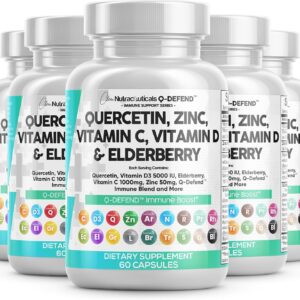 Clean Nutraceuticals Quercetin Zinc Vitamin C Vitamin D Bromelain Elderberry – Immune Defense Support Supplement Adults w Artemisinin, Sea Moss, Echinacea, Garlic Allergy Relief (5pack)