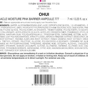 O HUI Miracle Moisture 777 Ampoules | Improves Skin Texture | Facial Soothing Serum | Moisturizer Daily Serum | Korean Skin Care | Ceramide, Glycerin, Peptide, Panthenol | Skin Glow | Travel essentials