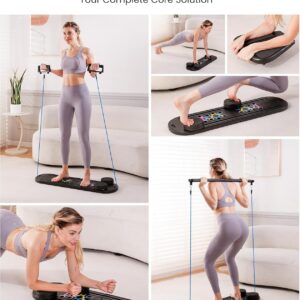 OutdoorMaster Pilates Board, 6 in 1 Pilates Reformer Set, Foldable Pilates Reformer Machine with Resistance Bands & Ab Traine, Portable Pilates Board for Full-Body Workouts