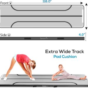 SereneLife Gymnastics Inflatable Air Tumbling Floor Mat Floating Water Mat 10FT, 4in Thickness for Outdoor/Home Indoor Use Tumbling, Training, Cheerleading, Yoga, Water with Electric Air Pump