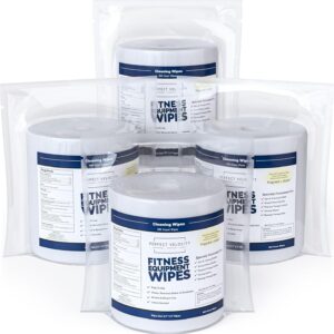 Fitness Gym Equipment Wipes – 4 Rolls of 800 Pre-Moistened Cleaning Refill Wet Wipes – For Upwards and Downwards Dispensers