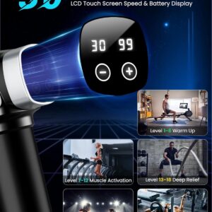 Deep Tissue Massage Gun, Portable Percussion Electric Muscle Massager for Pain Relief, Handheld Massagers with 30 Speeds & 6 Attachments for Back and Neck, Gifts for Men Women