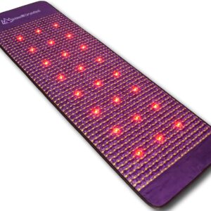 MediCrystal Far Infrared Amethyst Mat – Natural Agates + Photon Red Lights – FDA Registered Manufacturer – Negative Ion – FIR Heating Pad (Flex 72″ L x 24″ W)