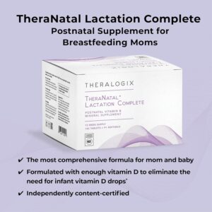 Theralogix TheraNatal Lactation Complete Postnatal Vitamin Supplement – 13-Week Supply – Breastfeeding Supplement for Women – NSF Certified – 182 Tablets & 91 Softgels