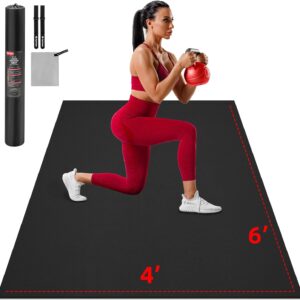 Extra Large Exercise Mat, 10’x6’/9’x6’/8’x6’/7’x5’/6’x4′ (8mm/10mm) Thick Workout Mat for Home Gym Flooring, Garage, Shoe-Friendly, High-Density, MMA, HIIT, Weight Lifting, Cardio&Strength
